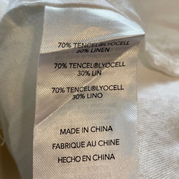 DL1961 Cornelia Cropped Top Womens XS White Off Shoulder Linen Blend Tasseled - Picture 7 of 10